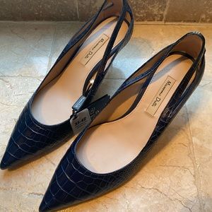 Leather Snake Croc Embossed Heels  35/5